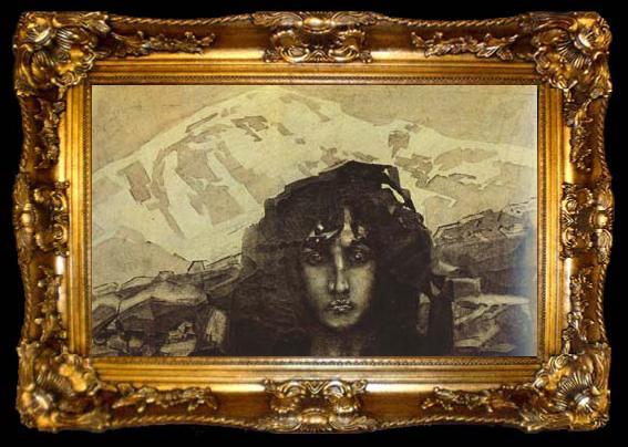 framed  Mikhail Vrubel Head of the Demon (mk19), ta009-2